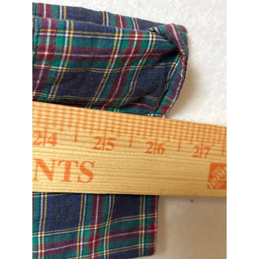 J Crew Classic Fit Plaid Button Down Shirt Men's XL Blue Green Red Cotton